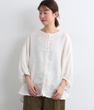 リネンシャンブレー袖口ゴムドルマンブラウス(オフ-F)