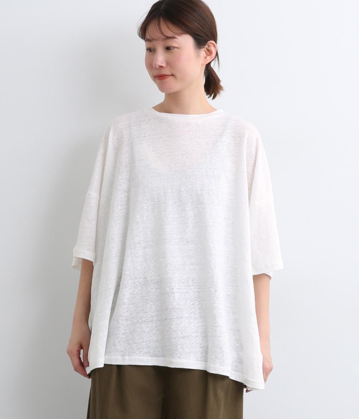 リネンカットソーワイドシルエットTシャツ(オフ-F)