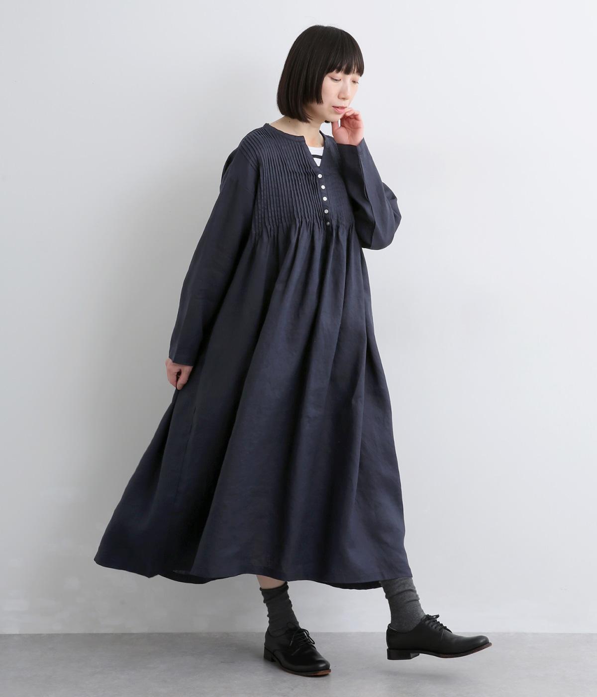 14番手リネンピンタックヘンリーワンピース（08Mab）の商品詳細