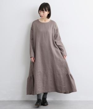 14番手リネン2way裾ギャザー切り替えワンピース