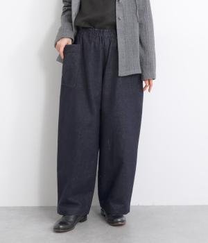 コットンフランネルワイドパンツ(ネイビー-F)