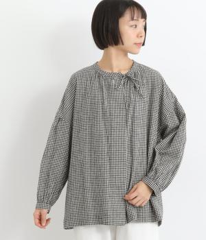 コットンリネン起毛ブラウス(ギンガム-F)