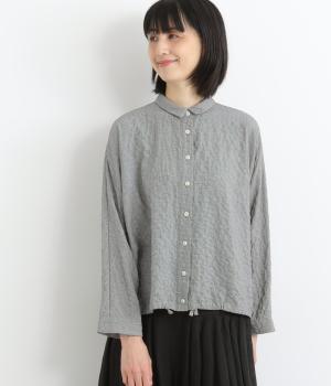 シャーリング千鳥ブラウス