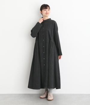 コットントップシャツコールサイドギャザーワンピース