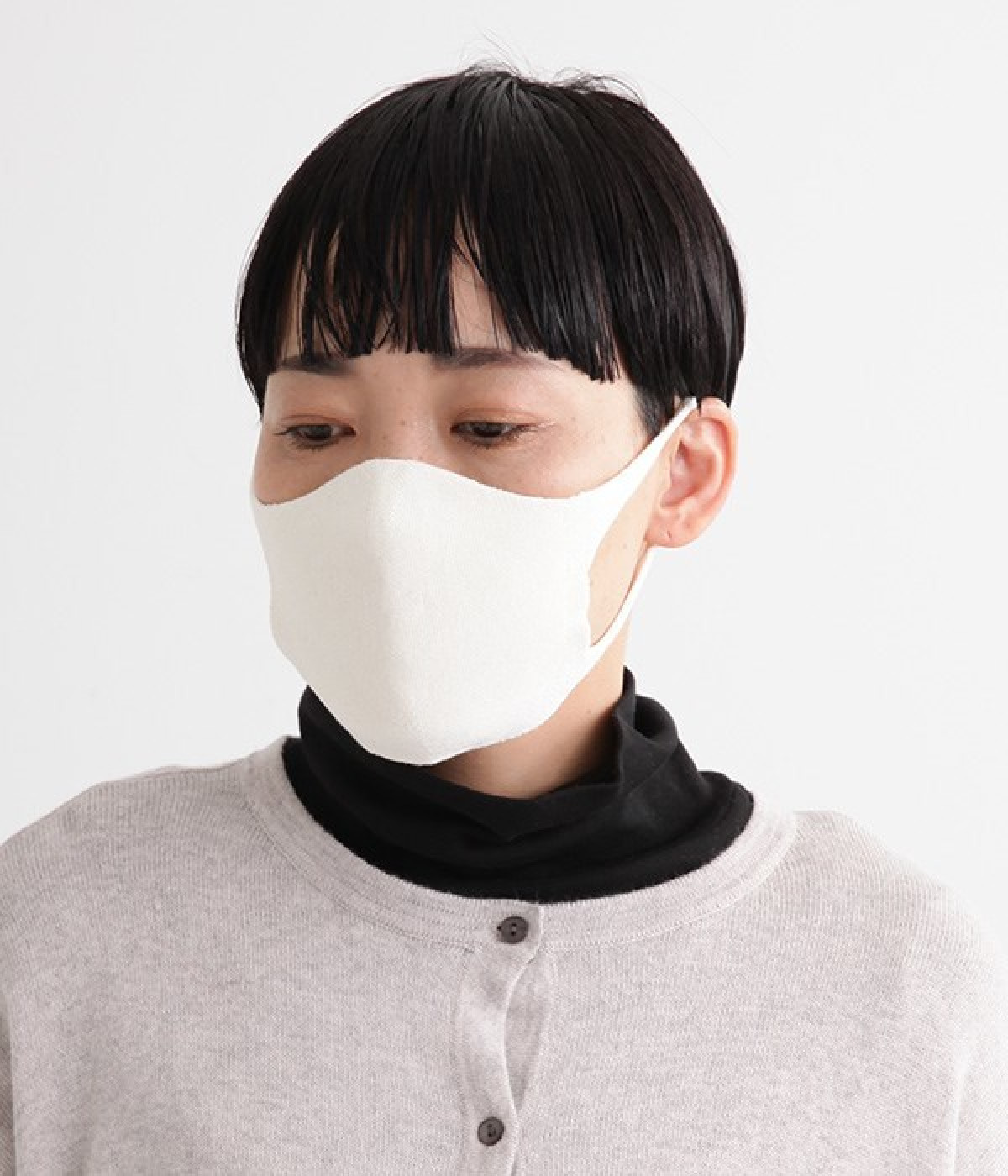 肌面シルク無縫製マスク(オフホワイト-ONESIZE)