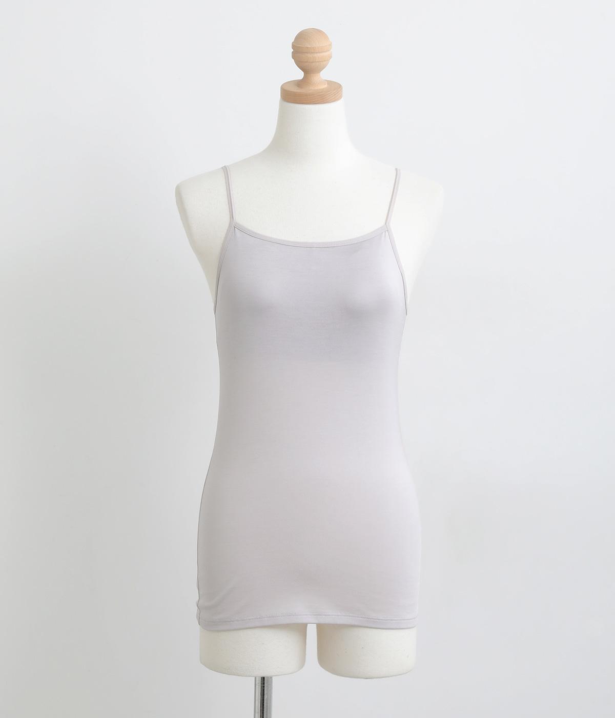 シルク100%カップ付きキャミソール(スカイグレー-M)