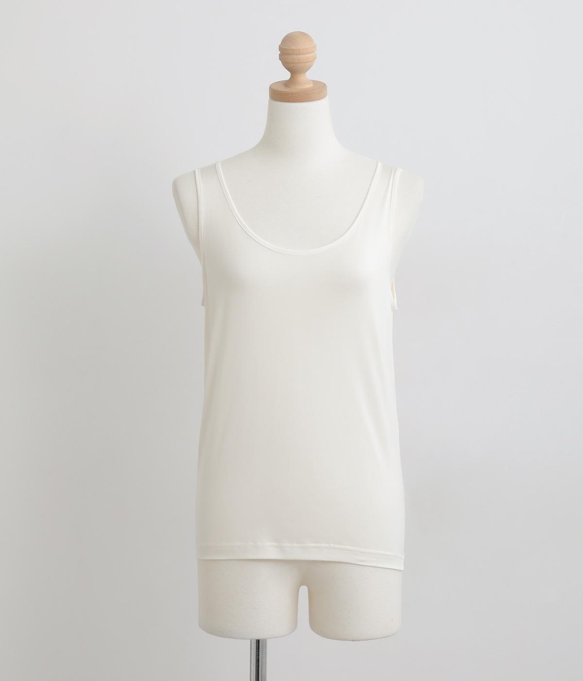 正絹シルク100%インナー タンクトップ (天竺編み)(オフホワイト-M)