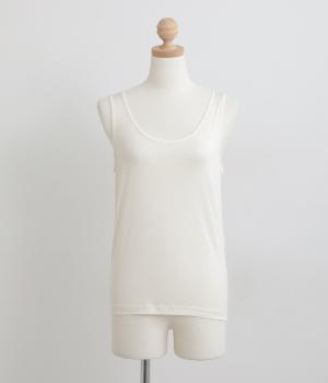 正絹シルク100%インナー タンクトップ (天竺編み)(オフホワイト-M)