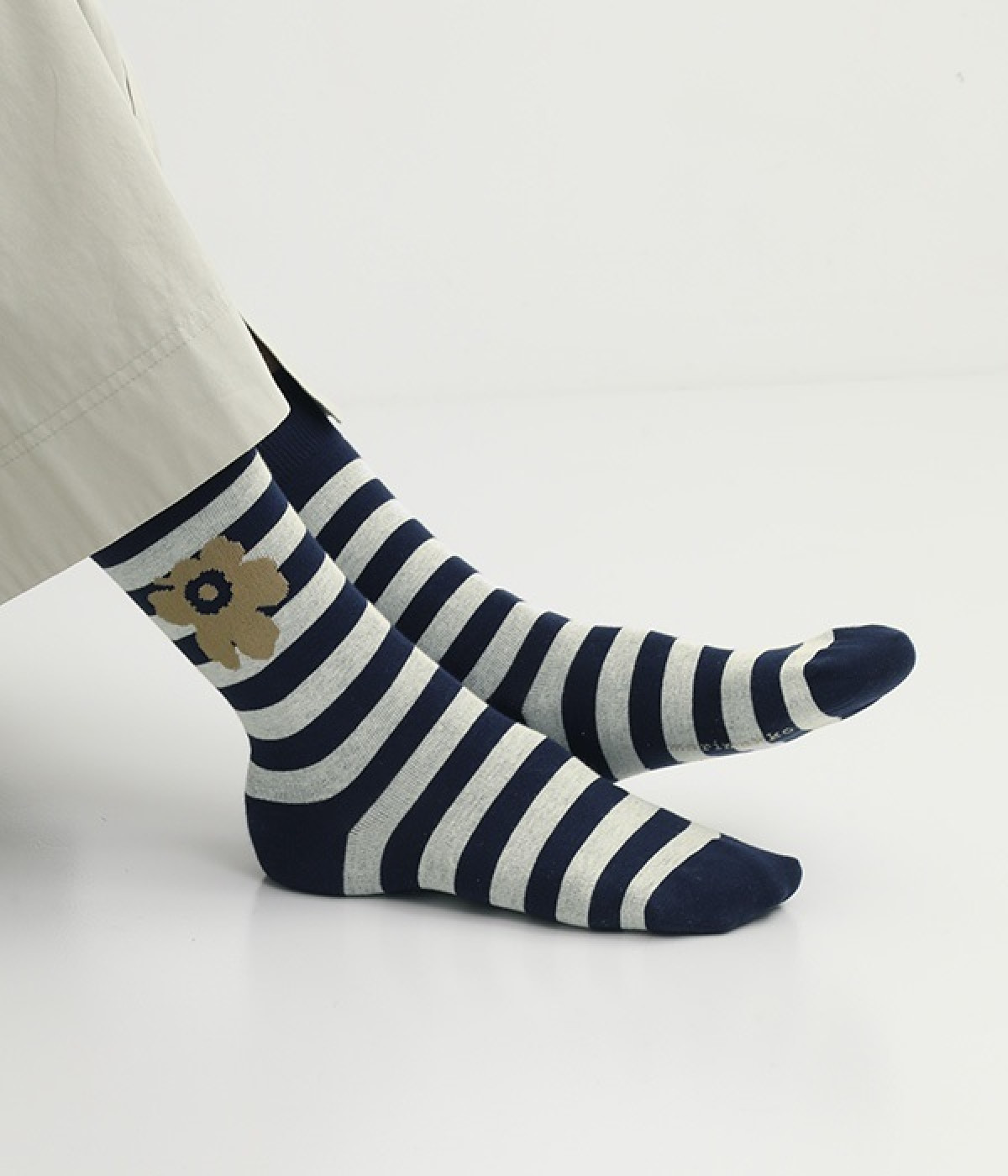 ボーダー×ウニッコソックス(ネイビー-ONESIZE)