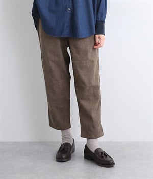 コーデュロイテーパードパンツ(オリーブ-M)