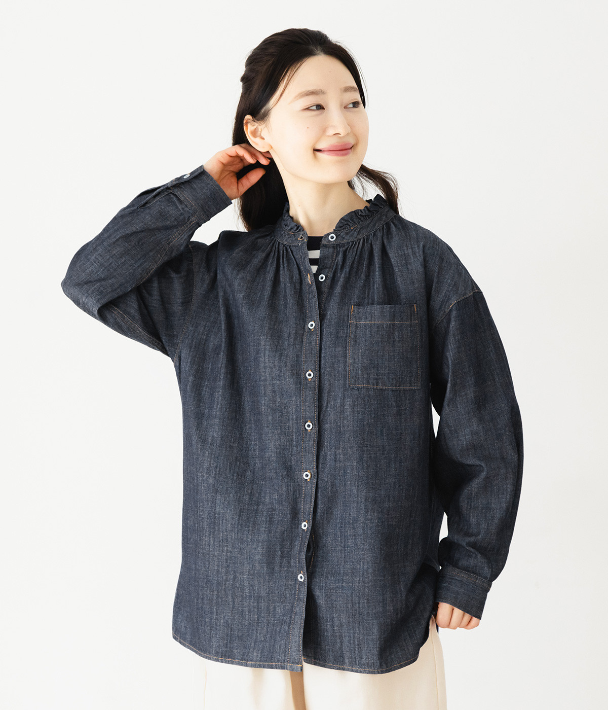 No.l.ita ノリータ デニム ニット コンビ ジャケット ペプラム 襟 M