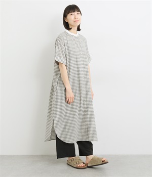 コットンリネンタッチクレリックワンピース