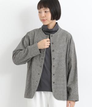 表微起毛　ジャケット(ブラック×ベージュ-L)