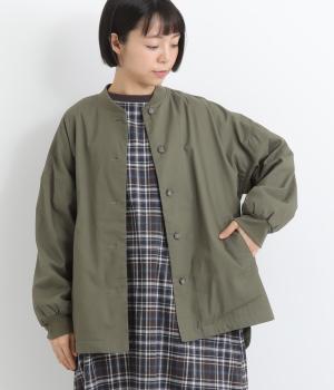 表ツイルピーチ　裏フリースジャケット(カーキ-L)