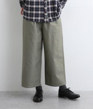 裏使いツイルワイドパンツ(オリーブ-L)