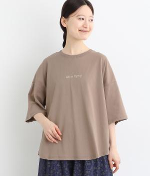 ＯＥ天竺　ロゴ刺繍ワイド6分袖Ｔシャツ