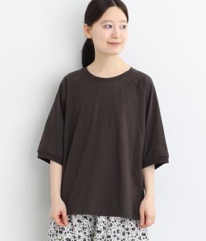 ＯＥ天竺　ラグラン6分袖Ｔシャツ(スミクロ-L)