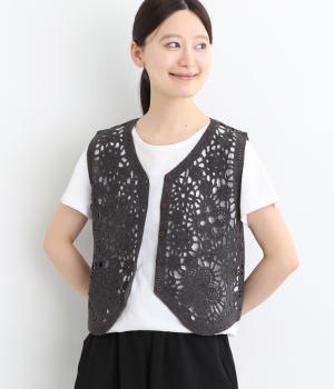 クロシェ編みニットベスト(スミクロ-L)
