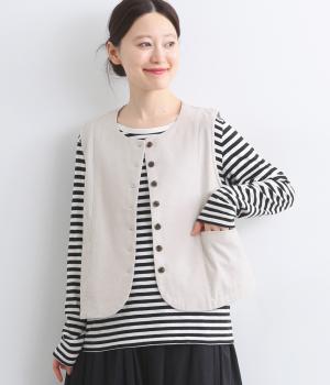 表微起毛　ポケット付き布帛ベスト