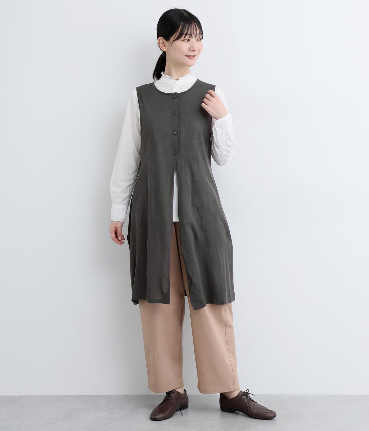 リネンタッチ ロングニットノースリーブカーディガン（no jean