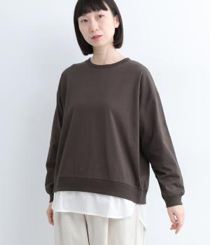 ＯＥ天竺　裾布帛フェイクレイヤード長袖Ｔシャツ