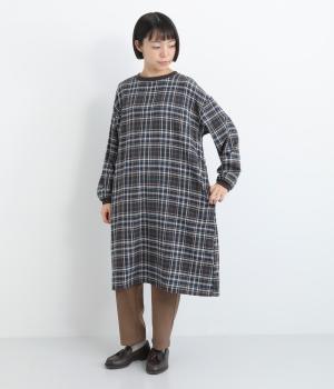 コットン両面起毛　クレリックチュニック(パープル-L)