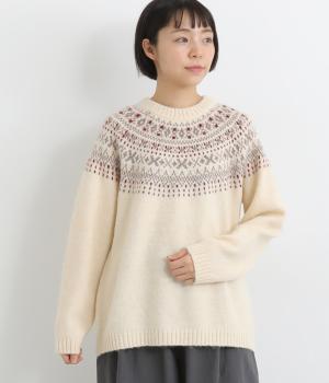 ノルディック求心柄セーター(アイボリー-L)