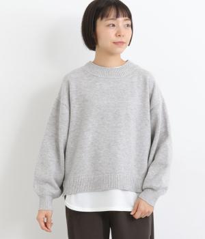 フェイクレイヤードセーター(ライトグレー-L)