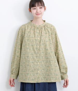 平織りバンドカラーシャツ