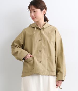 裏使いツイルフーディー(ベージュ-L)