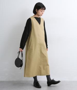 【Ouchi to Osoto】カポック混ノースリーブジャンパースカート