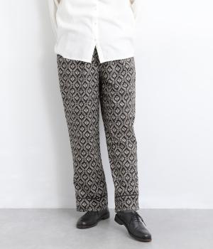 コットンツタ柄裾ハシゴレースパンツ(チャコール-F)