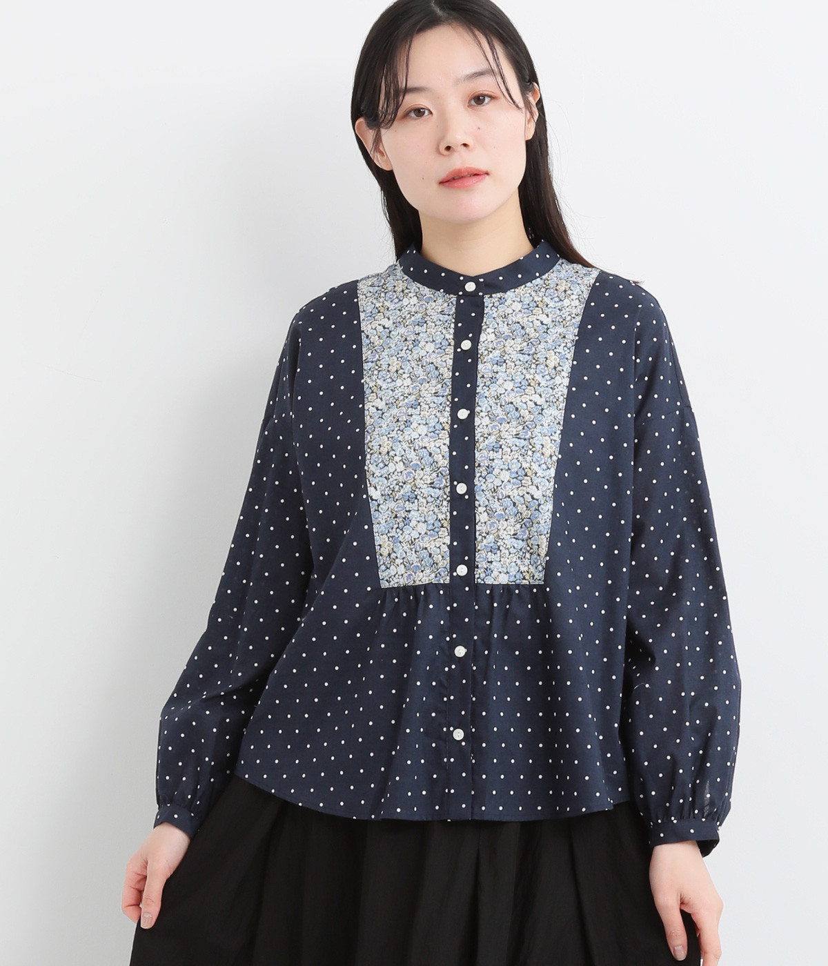 25ss 美品 sosotto LIBERTY スタンドフリル 2wayブラウス sosotto ソソット リバティ ブラウス 2wayシャーリングブラウス