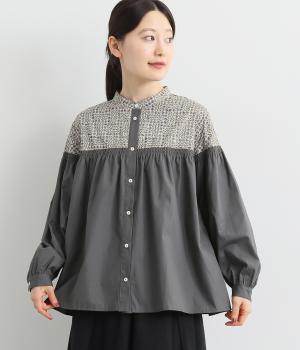 ブロードLIBERTYゴムシャーリング切替ブラウス