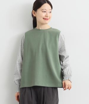 カノコポンチリバティ袖プルオーバー(モスグリーン×ForestWave-F)