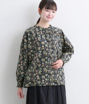 LIBERTYコーデュロイ2wayスタンドブラウス(ネイビー×Etta-F)