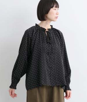 ドットフリルカラーブラウス