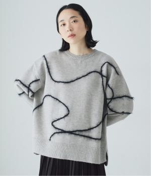 ニュアンスライン柄ニット(グレー-F)