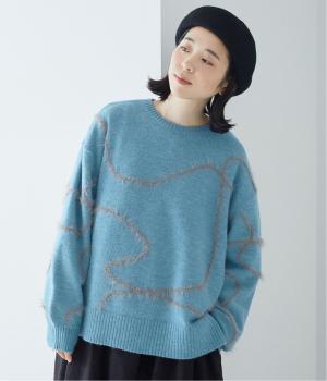 ニュアンスライン柄ニット(ブルー-F)