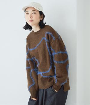 ニュアンスライン柄ニット(ブラウン-F)