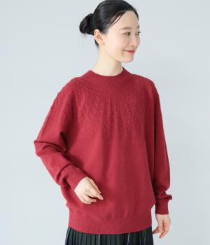 ホールガーメント求心柄ニット(レッド-F)