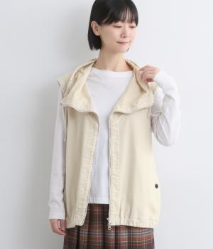ツイルストレッチ裏起毛ハイネックベスト(オフホワイト-F)