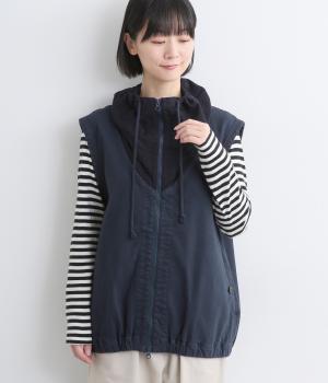 ツイルストレッチ裏起毛ハイネックベスト(ネイビー-F)