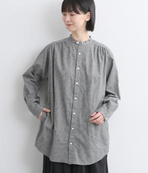 コットン起毛肩後ろギャザーオーバーシャツ