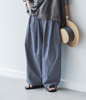 manna1度着用の美品⭐︎ミズイロインド シャンブレーワイド