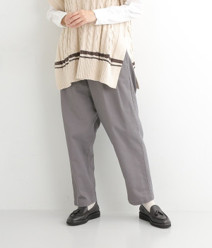 2タックゆったりチノパンツ(グレー-ONESIZE)