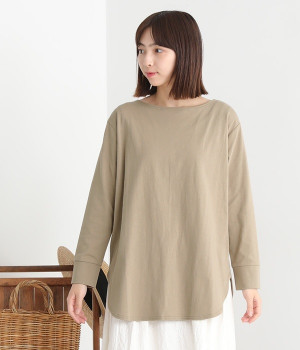 大人がえらぶラウンドヘムベーシック9分袖Tシャツ(ベージュ-ONESIZE)