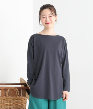 大人がえらぶラウンドヘムベーシック9分袖Tシャツ(ネイビー-ONESIZE)