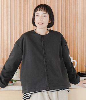 裏起毛 多ボタンカーディガン(スミクロ-ONESIZE)