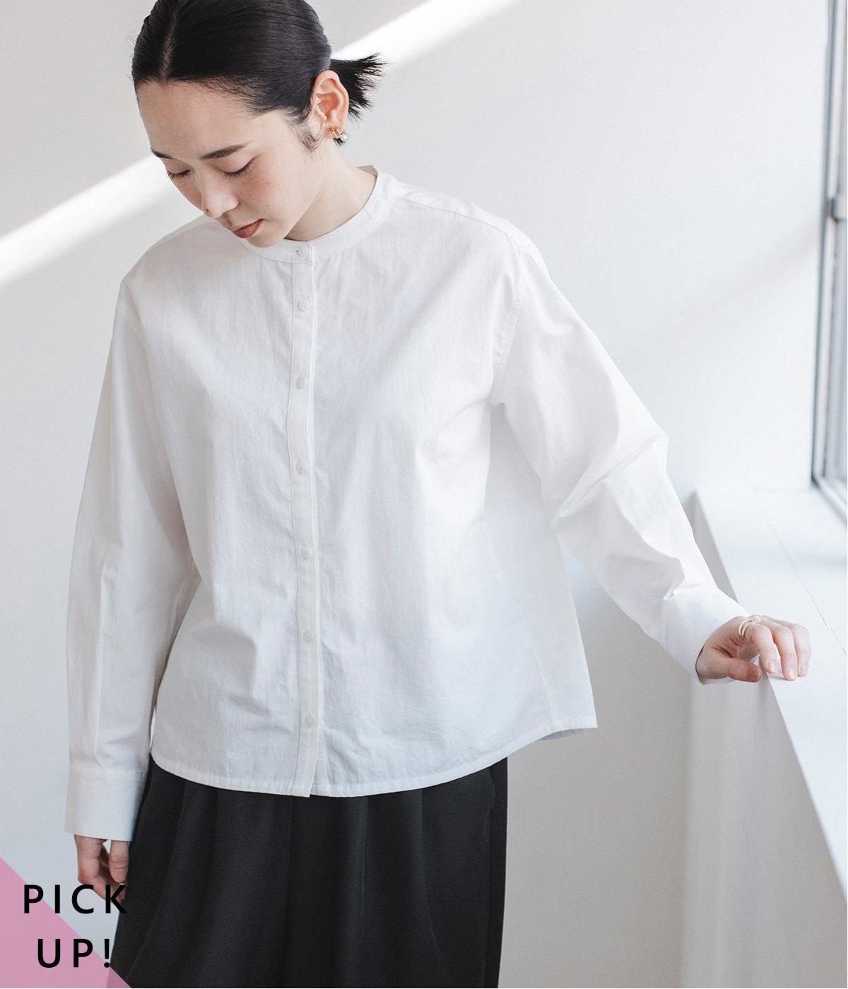 わたしの定番バンドカラーブラウス(ホワイト-F)